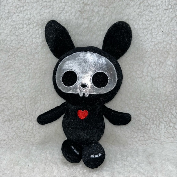 Skelanimals Jack the bunny rabbit Fiesta 10" small light weight black red heart - Picture 1 of 7